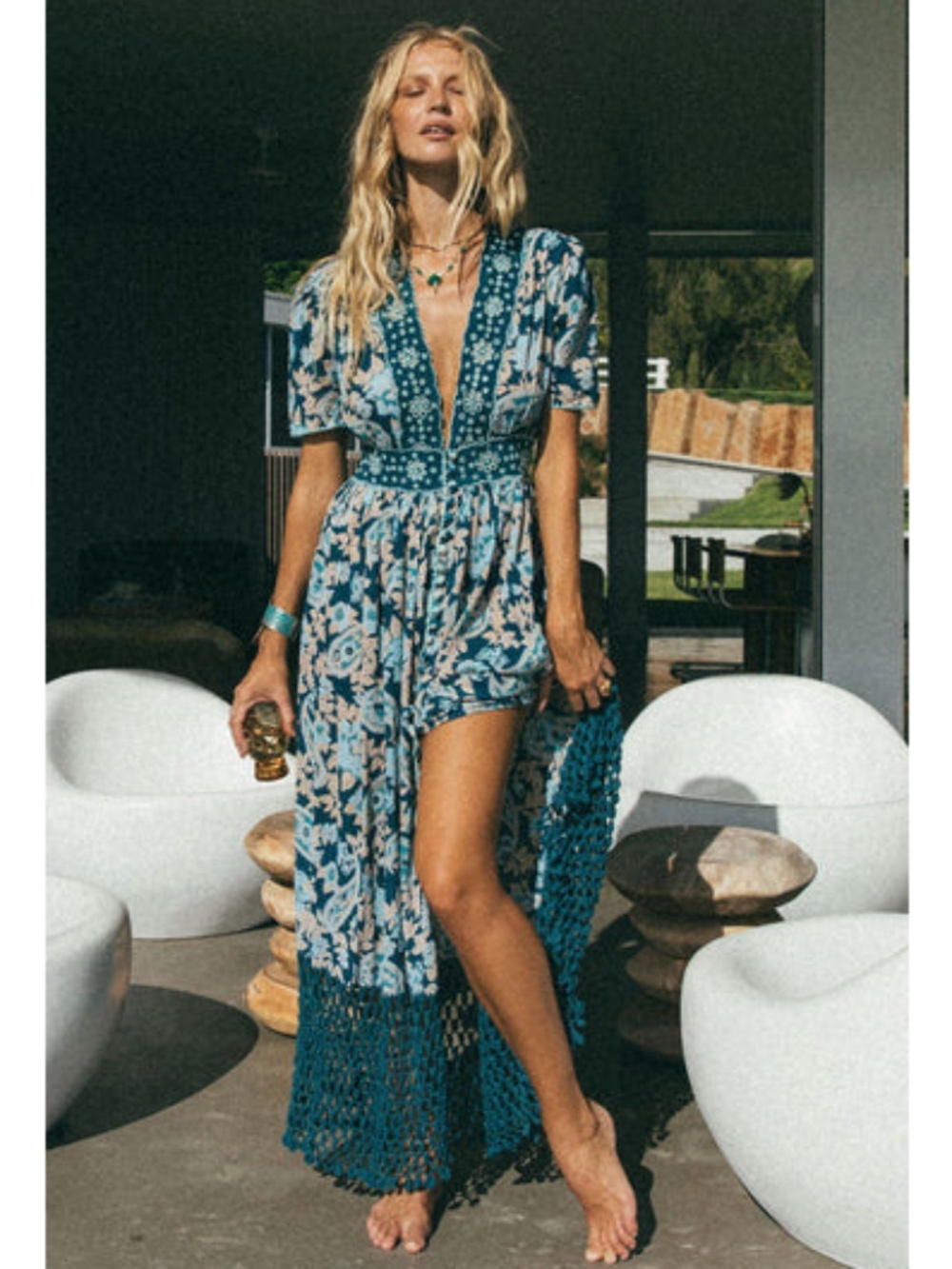 Chasing Unicorns V-Neck Midi Dress